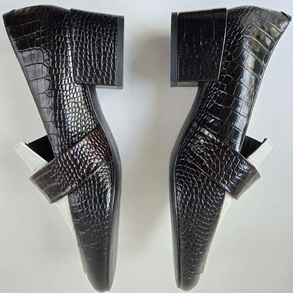 Freda Salvador NEW Rock Mid Heel Loafer Crocodile Emboss Leather Shoes Women 7.5 - Picture 9 of 13